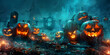 Halloween background with pumpkins,Spooky Halloween Pumpkins Background,Festive Pumpkin Patch Halloween Illustration