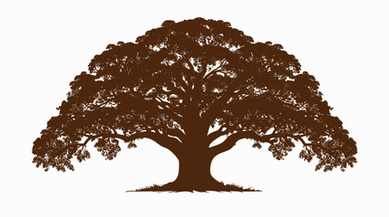 Black silhouette of a Set of trees vector sillhouette with a thick outline side view isolated 