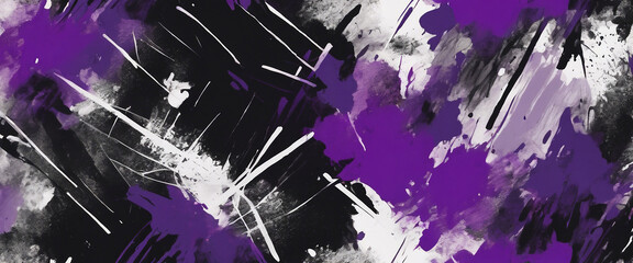 Poster - black and purple abstract expressionist painting illustration wallpaper