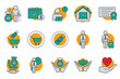 © sobahus surur - employee benefits icon set. contains icon retirement plan, flexible working, certificate, bonus, etc. flat line icon style. business element vector illustration