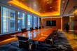 Elegant meeting room with amber lighting reflecting the modern and professional ethos of a Texan law office