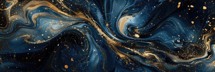 Wall Mural - an abstract cosmic background with swirling gold metallic foil accents resembling galaxies and nebul