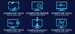 © afriliya - set computer technology and computer repair logo design inspiration template. desktop service logotype