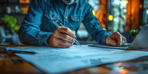 Wall Mural - person writing on a paper