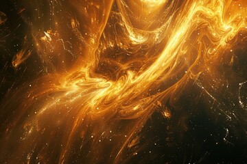 Wall Mural - an abstract cosmic background with swirling gold metallic foil accents resembling galaxies and nebul