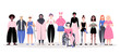© MURAVAdesign - Group of women of different ethnicity, abilities, age, body type, hair color. Vector illustration of diverse women in casual clothing. Hand drawn character set in flat style.
