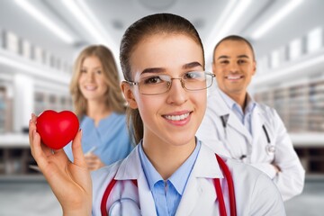 Poster - Medical professional team at work in the hospital