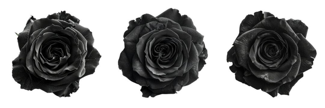 Set black rose transparent background