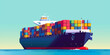 Cargo ship container in the ocean transportation, shipping freight transportation.