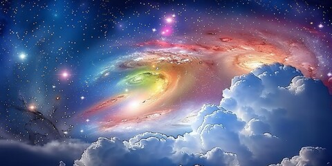 Fototapete - Majestic Swirls of the Cosmos: A Stunning Spiral Galaxy Radiates the Enigmatic Beauty of the Universe, Generative AI