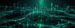 Abstract emerald tech background with digital waves