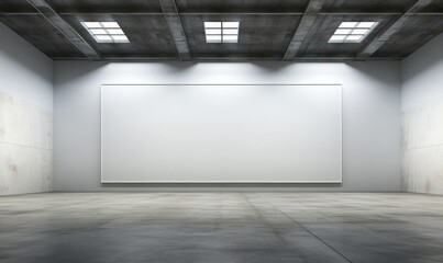 Wall Mural - mockup of a empty frame canvas in a contemporary museum 