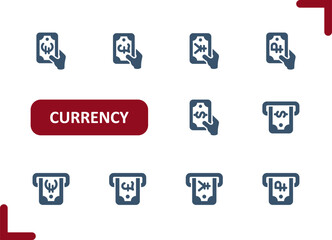 Wall Mural - Currency Icons. Dollar, Euro, Pound, Yen, Yuan, Ruble, Cash, Money, Buy, Pay Icon