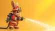 Brave Bunny Firefighter in Hyper-Realistic Illustration