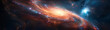 Majestic quasar in outer space: panoramic view of a spiral galaxy amid the cosmic canvas of stars and nebulae