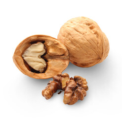 Wall Mural - Heap of walnuts on white