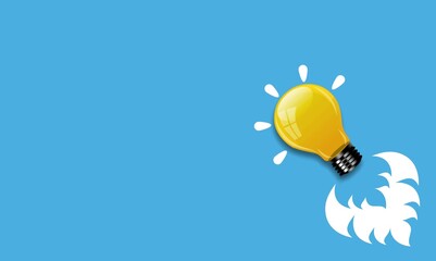 Wall Mural - idea concept light bulb fly to the sky