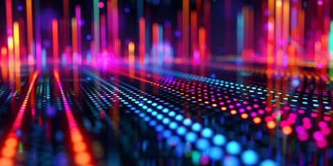 Abstract background with equalizer effect. Neon lights.