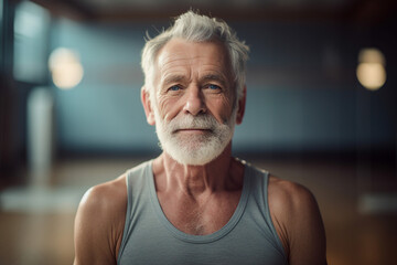 Wall Mural - Mature people woman man practicing in spacious gym space active healthy way of life Generative AI picture