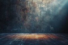 Backdrop Wall Background With Floor With Texture Grunge Texture With Relief Spotlight Illuminated