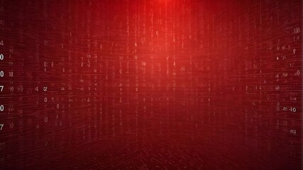 Wall Mural - Red abstract background with numbers in binary code, Hacking, malware, cyber attack, data breach, Abstract Background with Binary Code Signals Data Breach and Cyber Attacks, Red Abstract  background