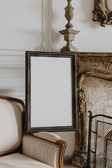 Wall Mural - Vertical Frame Mockup in White, Frame blank mock up