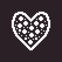 Wall Mural - black and white simple flat 1bit pixel art abstract dotted inside frame heart icon