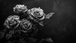 © PRI - Noir elegance captured in monochrome roses clustered in a timeless bouquet