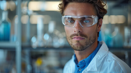 Wall Mural - A male chemist conducting research in a laboratory.