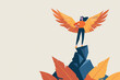 A resilient business owner illustrated as a phoenix rising from the ashes, symbolizing successful recovery.