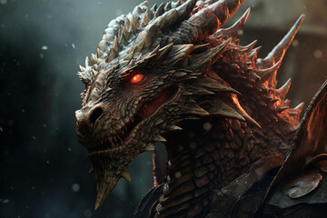 Wall Mural - digital generative ai collage picture of dangerous dragon with powerful magical powers