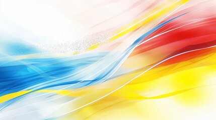 Wall Mural - Sporty modern light abstract background in white yellow blue and red