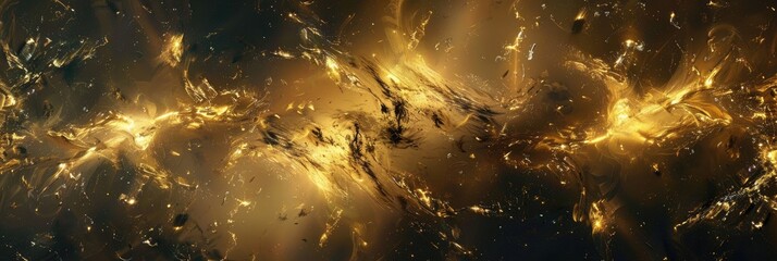 Wall Mural - an abstract cosmic background with swirling gold metallic foil accents resembling galaxies and nebul