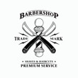 Vintage labels illustration for barbershop. Black color on white background