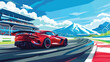 Super car with driving on race track for banner. background