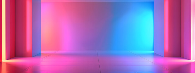 Wall Mural - An empty space area in neon room banner wallpaper background. Copyspace or blank space for text.