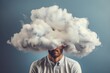 mans head inside cloud mental health concept illustration