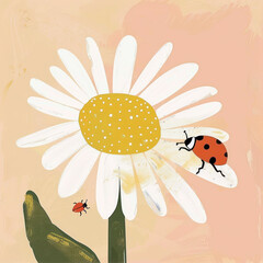 Wall Mural - ladybird on a flower