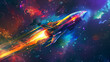 Colorful space with planet background 