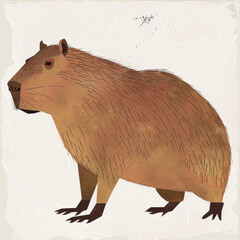 Wall Mural -  Stylized capybara Illustration in minimalistic style