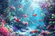 cartoon scene with beautiful underwater fish
