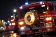 A detailed view of a fire truck with its emergency lights on, showcasing its readiness for responding to rescue calls
