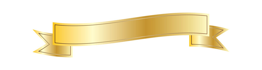 Canvas Print - Gold ribbon banner, shiny blank decor element template for congratulation text, caption