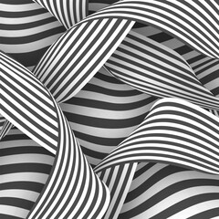 3D pattern. Three-dimensional background of parallel monochrome lines. A template for creative design