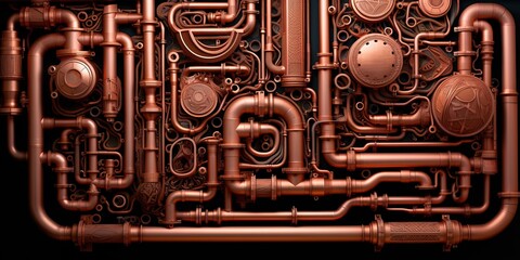 Wall Mural - Intricate Cooper pipes system