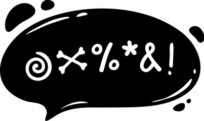 Poster - Comic swear speech bubble, hate angry talk, aggressive expletive curse. Isolated vector black cloud with expressive symbols, conveying strong language with impact, adds emphasis and humor dialogue