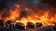 Fire burning car tires 