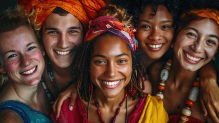 Wall Mural - Celebrate diversity and inclusion through images of people from different cultural backgrounds engaging in shared experiences, celebrating traditions, or collaborating on projects  