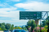 Fototapeta Paryż - 405 San Diego Fwy, Van Nuys Boulevard and Haskell avenue exit sign in Los Angeles