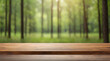 Default Empty wooden table with the blurred background of fore 0. Genrative.ai 